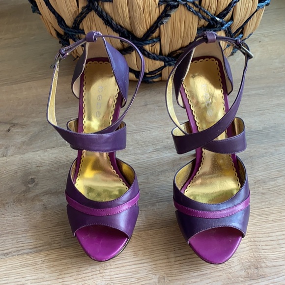 VERY SEXY PURPLE AND GOLD BEBE PLATFORMS - Picture 3 of 11